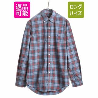 ラルフローレン(Ralph Lauren)のラルフローレン チェック 長袖 ボタンダウン シャツ メンズ S 古着 ポロ コットン ワンポイント ポニー刺繍 長袖シャツ マルチカラー 薄手(シャツ)