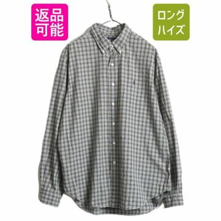 ラルフローレン(Ralph Lauren)のラルフローレン チェック 長袖 ボタンダウン シャツ メンズ XL / 古着 ポロ コットン ワンポイント ポニー刺繍 長袖シャツ 大きいサイズ BD(シャツ)