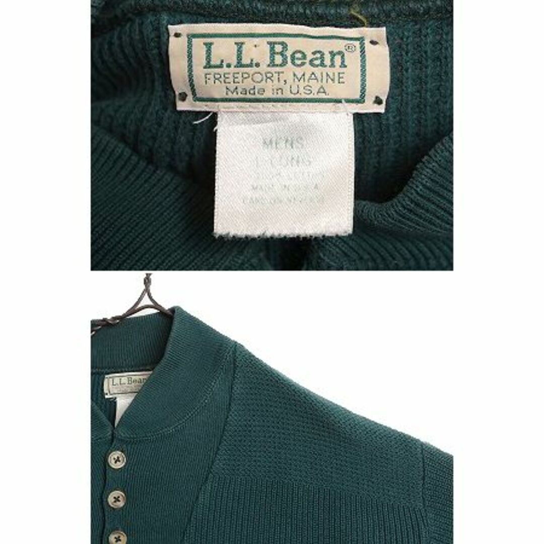L.L.Bean(エルエルビーン)の80s USA製 エルエルビーン ヘンリーネック コットン ニット セーター メンズ L / 古着 80年代 ヴィンテージ LLBEAN モックネック アーミー メンズのトップス(ニット/セーター)の商品写真
