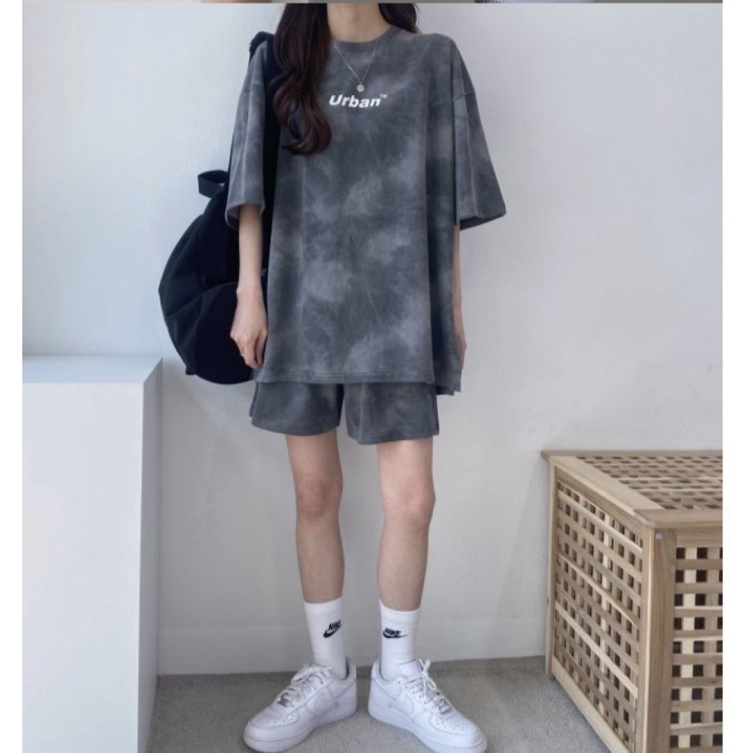 2XL Tシャツ パンツ 上下 セット グレー レディース XXL 夏服 新品 レディースのルームウェア/パジャマ(ルームウェア)の商品写真