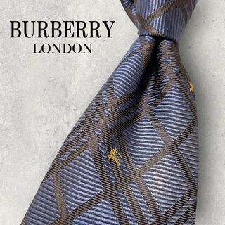 美品 BURBERRY LONDON ジャガード ノバチェック ネクタイ 紺(ネクタイ)