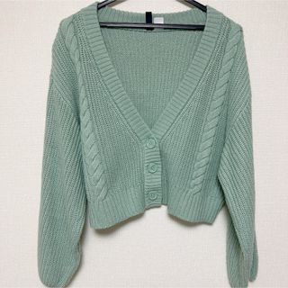 エイチアンドエム(H&M)のカーディガン 緑 グリーン h＆m(カーディガン)