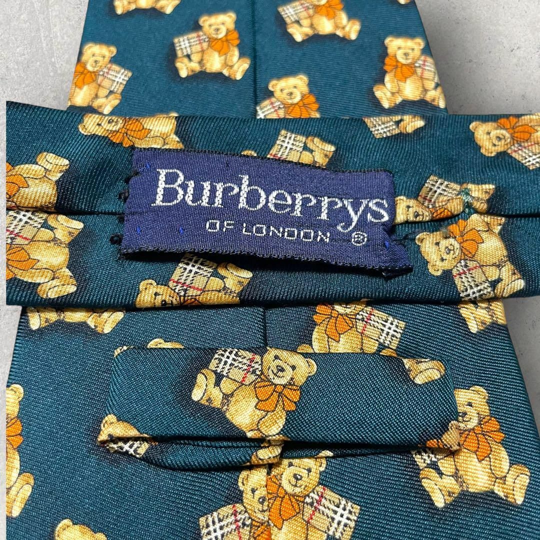 BURBERRY(バーバリー)の美品 Burberry テディベア めいぐるみ ノバチェック ネクタイ グリーン メンズのファッション小物(ネクタイ)の商品写真