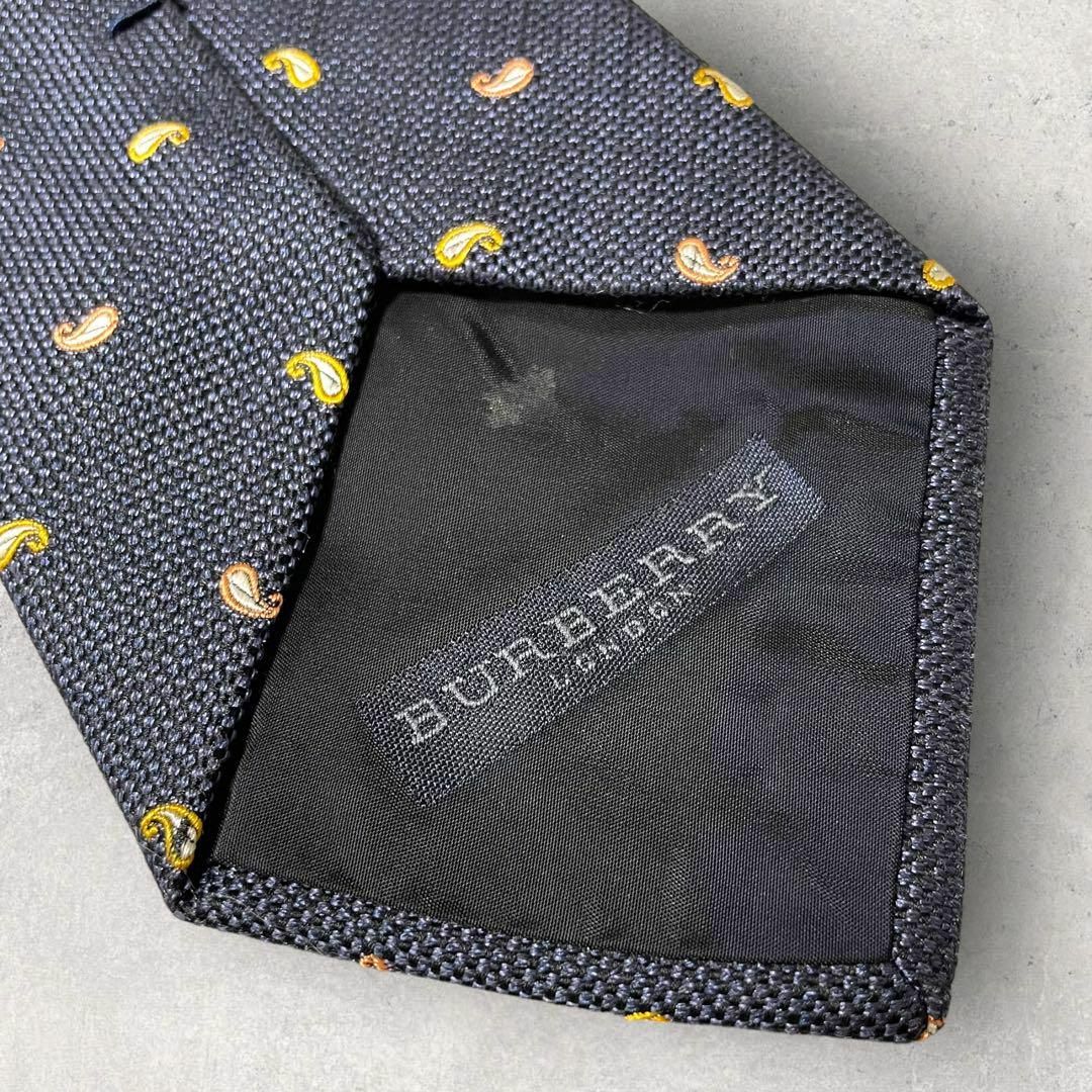 美品 BURBERRY LONDON ジャガード ペイズリー ネクタイ ネイビー メンズのファッション小物(ネクタイ)の商品写真