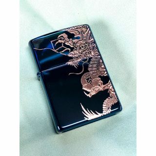 ジッポー(ZIPPO)のジッポブルーサファイアPVD 昇り龍・名前・梵字　彫刻zippo 倶利伽羅竜王(タバコグッズ)