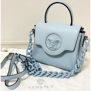 ヴェルサーチ(VERSACE)のVersace ヴェルサーチ ラ メデューサ スモール ハンドバッグ ブルー(ハンドバッグ)