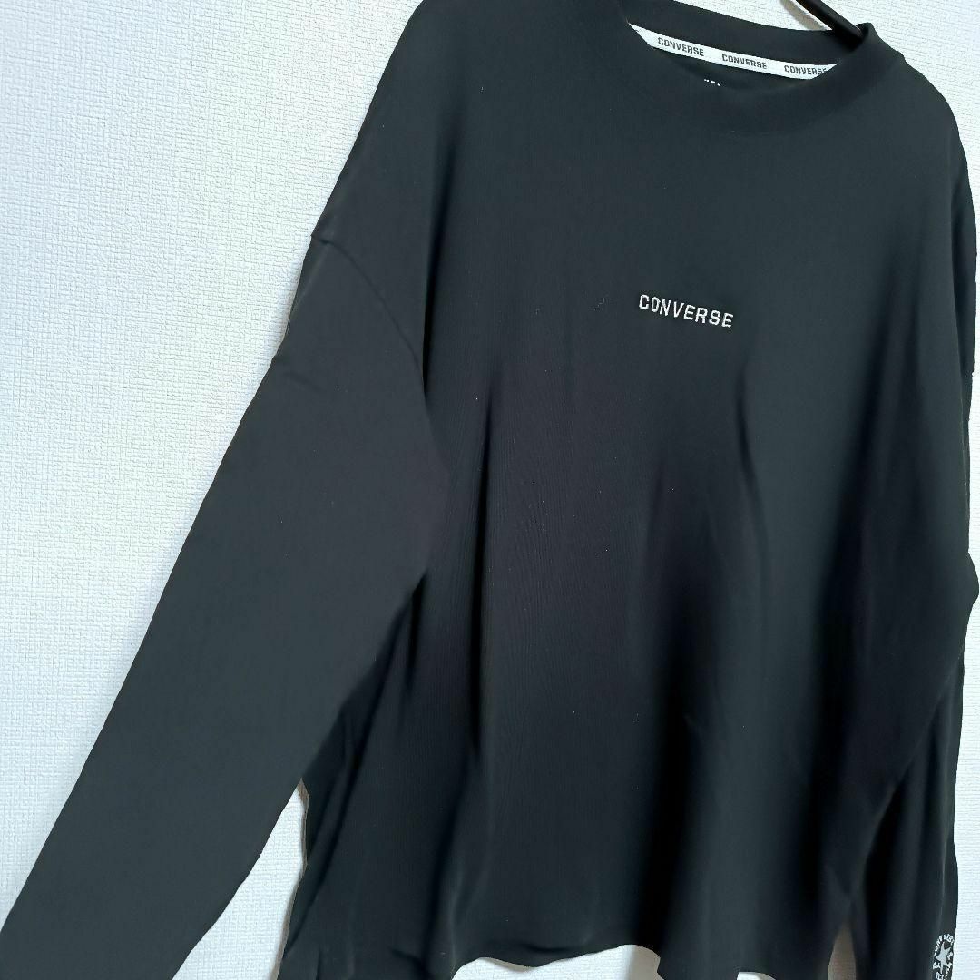 CONVERSE(コンバース)のCONVERSE　シンプルTシャツ　長袖　黒　綿100%　こなれ感　重ね着　○ レディースのトップス(Tシャツ(長袖/七分))の商品写真