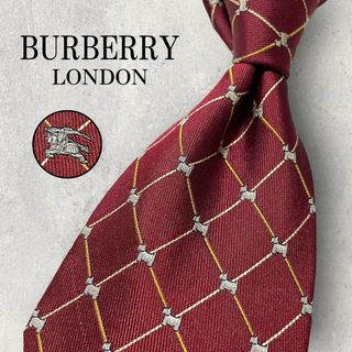 BURBERRY LONDON ジャガード 犬 格子柄 ネクタイ ボルドー(ネクタイ)