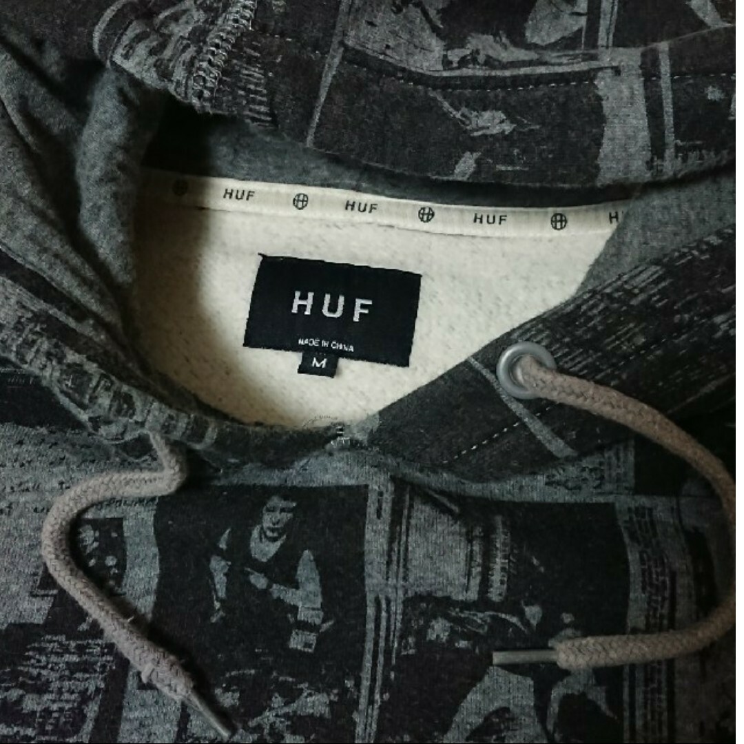 HUF(ハフ)のHUF ハフ 総柄スウェットパーカー 古着 刺繍ロゴ メンズのトップス(パーカー)の商品写真