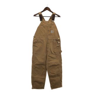 カーハート(carhartt)のCarhartt カーハート ダック ダブルニー オーバーオール ボトムス 大きいサイズ ワーク ブラウン (メンズ 39×28相当) 中古 古着 P9507(サロペット/オーバーオール)