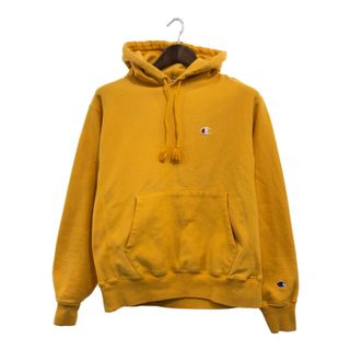 チャンピオン(Champion)のChampion チャンピオン リバースウィーブ ワンポイントロゴ パーカー トップス イエロー (メンズ M) 中古 古着 P9519(パーカー)