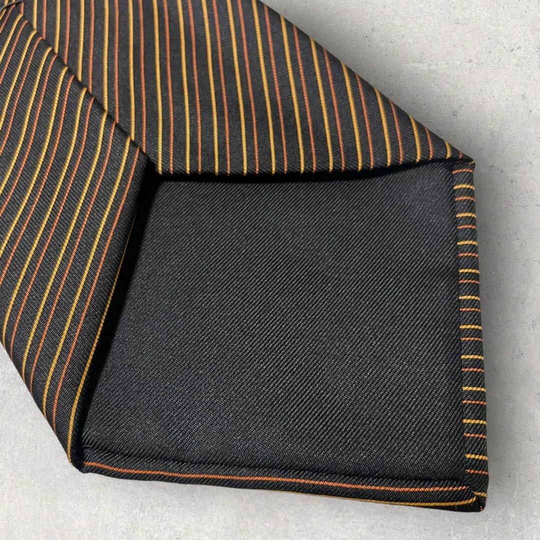 新品未使用 HERMES エルメス 細ストライプ ネクタイ ブラック 黒 茶 新品未使用 HERMES エルメス 細ストライプ ネクタイ ブラック 黒 茶