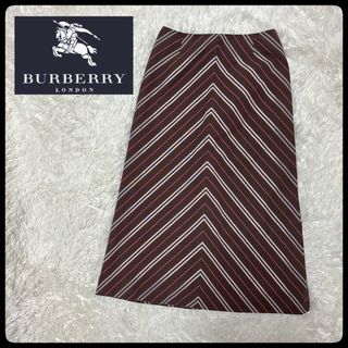 バーバリー(BURBERRY)のバーバリーロンドン 膝丈スカート 斜めストライプ 三陽商会(ひざ丈スカート)