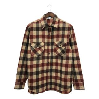 WOOLRICH - 70年代 USA製 WOOLRICH ウールリッチ ウール チェック 長袖シャツ トップス アメカジ ブラウン (メンズ L) 中古 古着 P9583