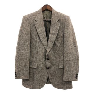 80年代 USA製 Harris Tweed ハリスツイード テーラードジャケット アウター ヘリンボーンツイル ブラウン (メンズ M相当) 中古 古着 P9585(その他)