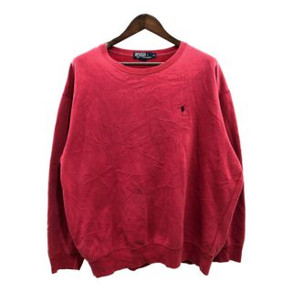 ポロラルフローレン(POLO RALPH LAUREN)の90年代 Polo by Ralph Lauren ポロ ラルフローレン ワンポイントロゴ スウェット トップス レッド (メンズ XL) 中古 古着 P9592(スウェット)