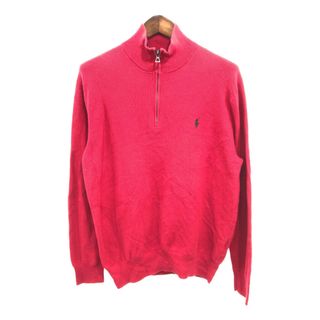 ポロラルフローレン(POLO RALPH LAUREN)のPolo by Ralph Lauren ポロ ラルフローレン ハーフジップ ドライバーズニット セーター トップス レッド (メンズ L) 中古 古着 P9598(ニット/セーター)