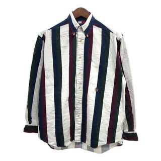 トミーヒルフィガー(TOMMY HILFIGER)の90年代 TOMMY HILFIGER トミーヒルフィガー ボタンダウン 長袖シャツ トップス ストライプ (メンズ M) 中古 古着 P9625(シャツ)