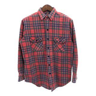 ディッキーズ(Dickies)の90年代 Dickies ディッキーズ ヘビーフランネルシャツ 長袖シャツ トップス ワーク チェック レッド (メンズ L) 中古 古着 P9633(シャツ)