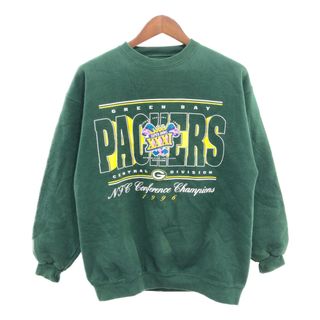 90年代 USA製 GALT SAND ゴールトサンド NFL パッカーズ ロゴプリント スウェット プロチーム グリーン (メンズ L) 中古 古着 P9672(スウェット)