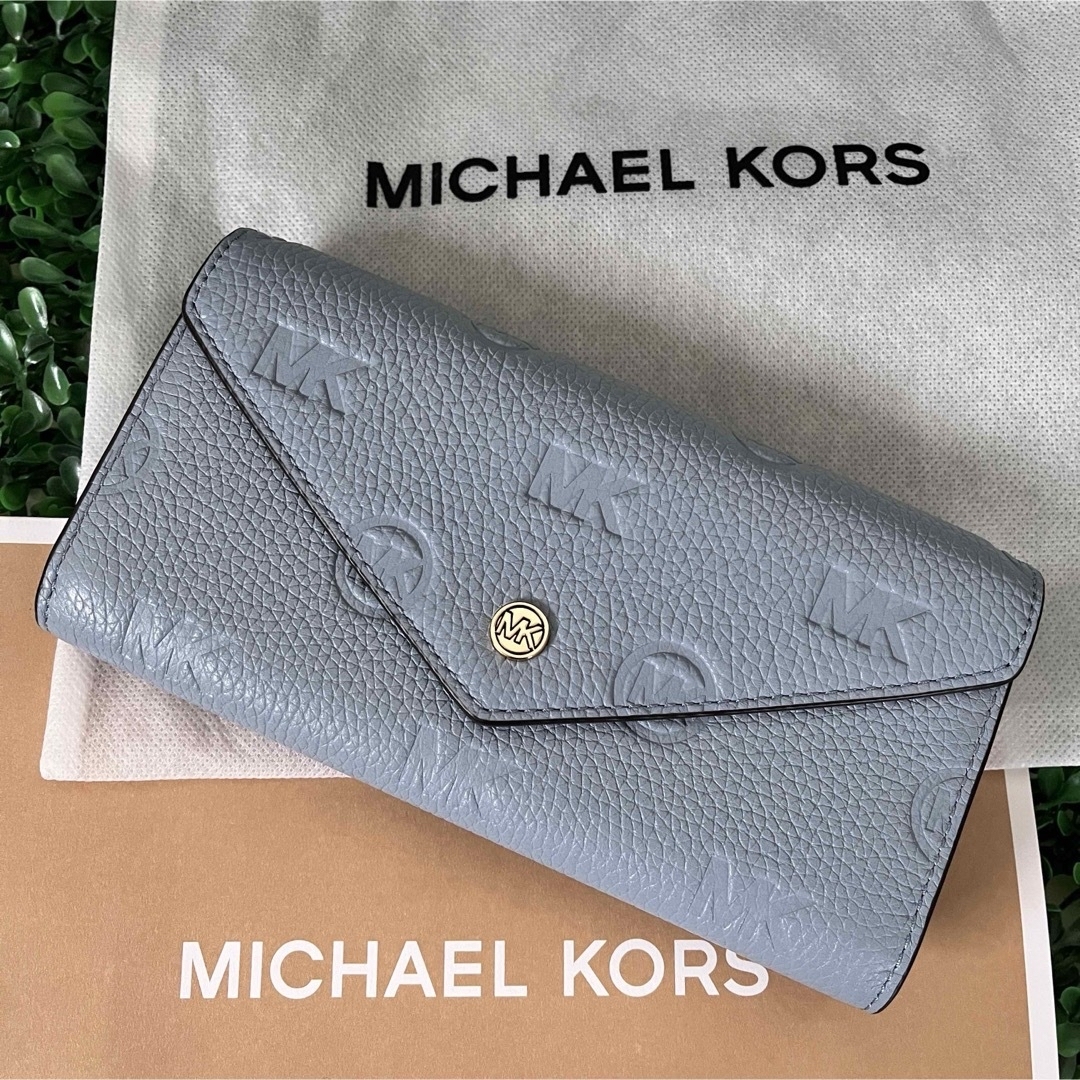 Michael Kors(マイケルコース)の最新作 マイケルコース☆新品☆MKエンボスロゴ レザー長財布/ ブルー メンズのファッション小物(長財布)の商品写真