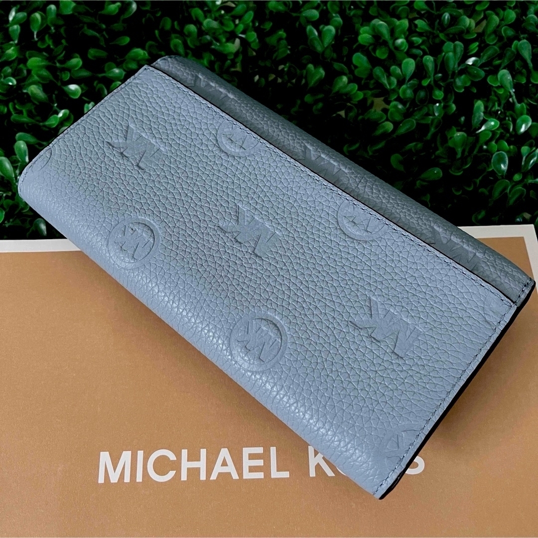 Michael Kors(マイケルコース)の最新作 マイケルコース☆新品☆MKエンボスロゴ レザー長財布/ ブルー メンズのファッション小物(長財布)の商品写真