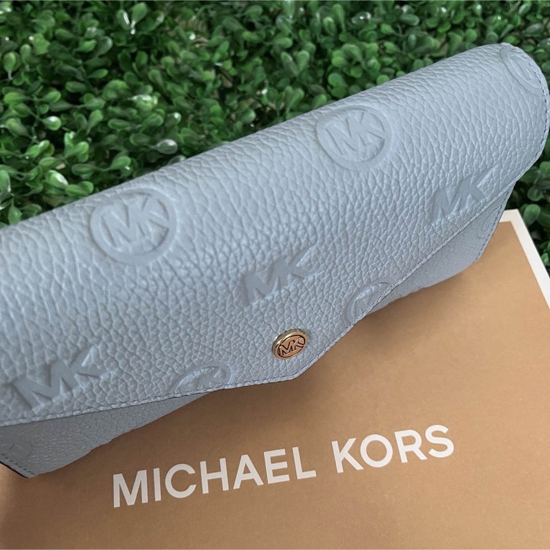 Michael Kors(マイケルコース)の最新作 マイケルコース☆新品☆MKエンボスロゴ レザー長財布/ ブルー メンズのファッション小物(長財布)の商品写真