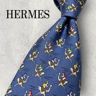 エルメス(Hermes)の美品 HERMES エルメス ダチョウ レース アニマル柄 ネクタイ ネイビー(ネクタイ)