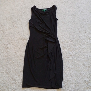 ラルフローレン(Ralph Lauren)のローレンラルフローレン ドレス　ワンピース ノースリーブ フレア 黒　 XS(ひざ丈ワンピース)