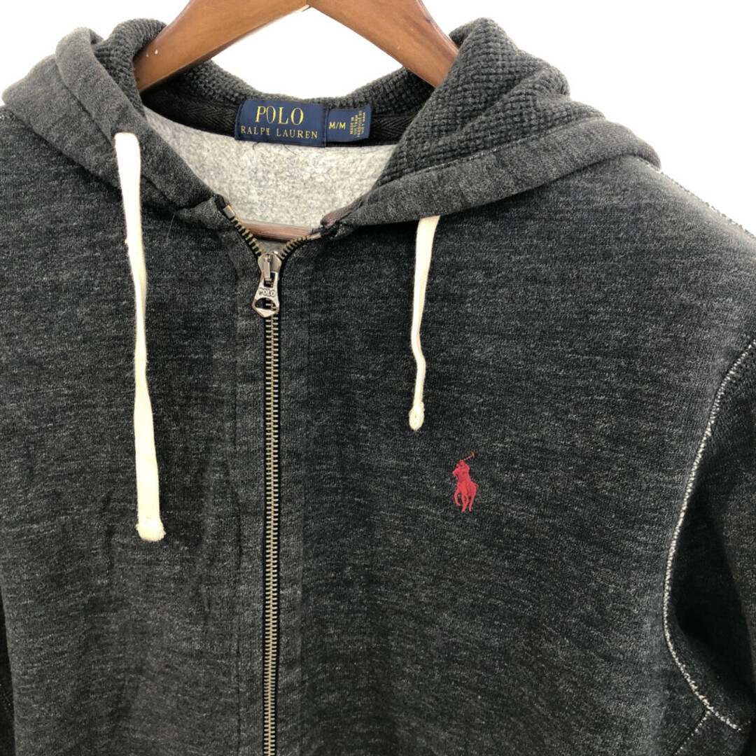 POLO RALPH LAUREN(ポロラルフローレン)のPolo by Ralph Lauren ポロ ラルフローレン ワンポイントロゴ フルジップ パーカー アメカジ ブラック (メンズ M) 中古 古着 P9717 メンズのトップス(パーカー)の商品写真