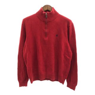 ポロラルフローレン(POLO RALPH LAUREN)のPolo by Ralph Lauren ポロ ラルフローレン ハーフジップ ドライバーズニット セーター トップス レッド (メンズ XL) 中古 古着 P9719(ニット/セーター)