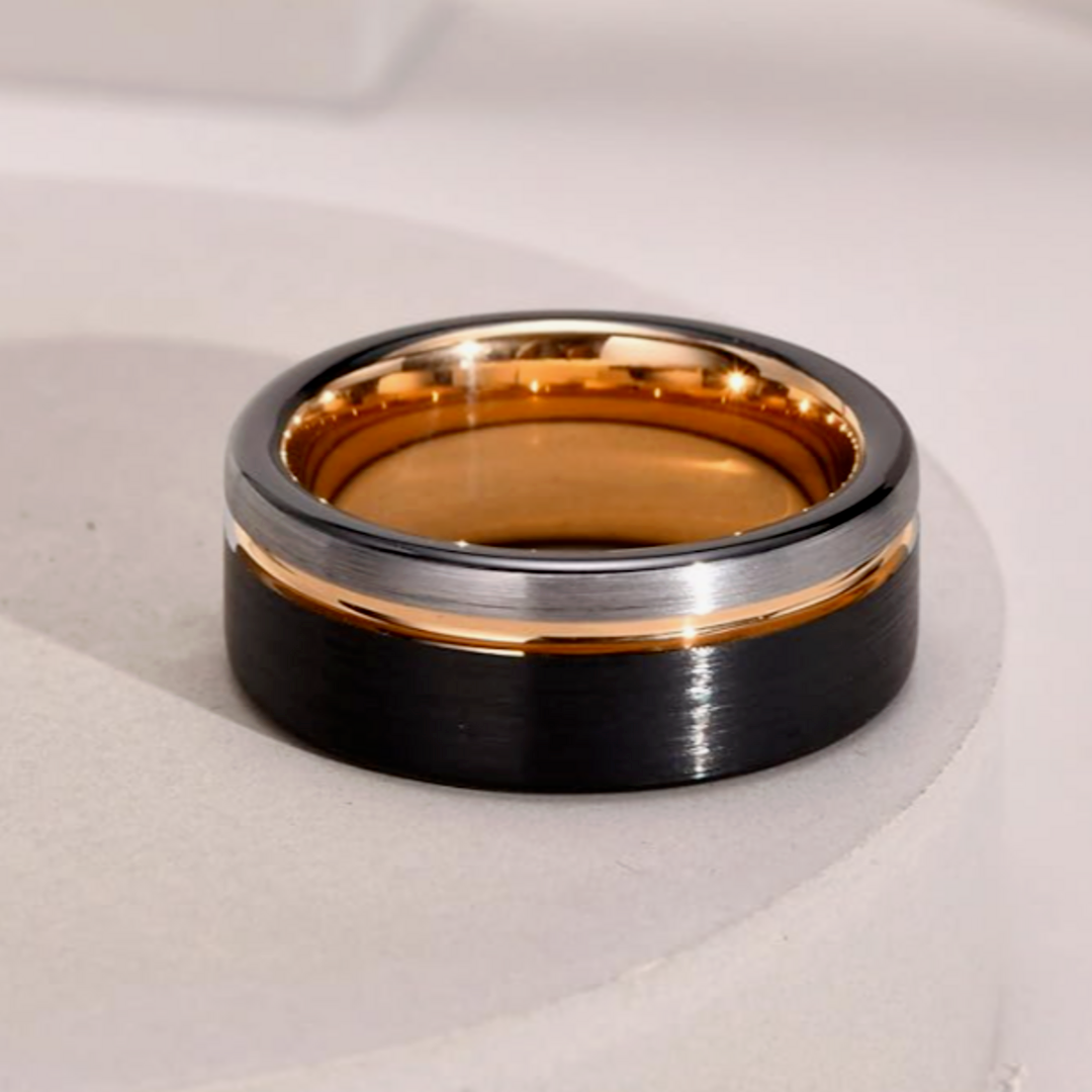 【RN130】リング　アクセサリー 　メンズ 　ピンクゴールド　タングステン メンズのアクセサリー(リング(指輪))の商品写真