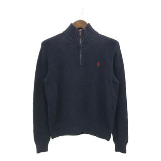 ポロラルフローレン(POLO RALPH LAUREN)のPolo by Ralph Lauren ポロ ラルフローレン ハーフジップ ドライバーズニット セーター トップス ネイビー (メンズ S) 中古 古着 P9732(ニット/セーター)