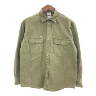 カーハート(carhartt)のCarhartt カーハート フランネルシャツ トップス ワーク グリーン (メンズ L相当) 中古 古着 P9750(シャツ)