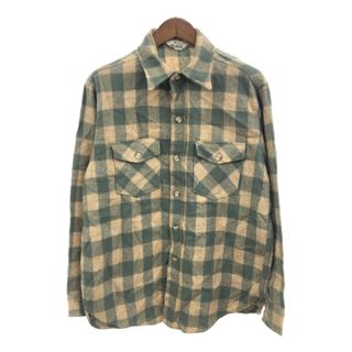 ウールリッチ(WOOLRICH)の70年代 USA製 WOOLRICH ウールリッチ ウールシャツ トップス アメカジ ヴィンテージ チェック ベージュ (メンズ L) 中古 古着 P9761(シャツ)