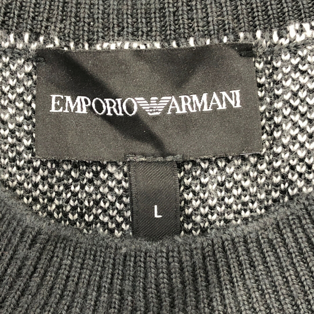 Armani(アルマーニ)のARMANI アルマーニ 総柄 ウールニット セーター トップス カジュアル ブラック (メンズ L) 中古 古着 P9785 メンズのトップス(ニット/セーター)の商品写真