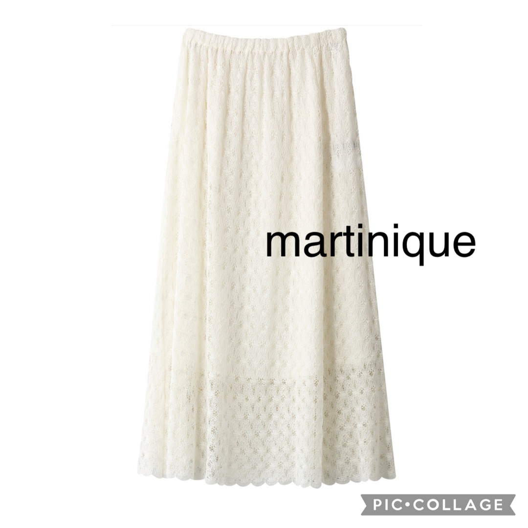 martinique(マルティニーク)の【新品】マルティニーク かぎ編みロングスカート 総レース オフホワイト フレア レディースのスカート(ロングスカート)の商品写真