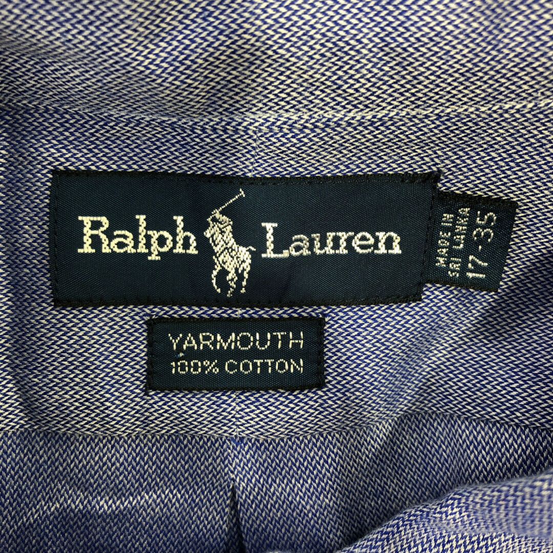 POLO RALPH LAUREN(ポロラルフローレン)の90年代 Polo by Ralph Lauren ポロ ラルフローレン YARMOUTH 長袖シャツ カジュアル ブルー (メンズ 17-35) 中古 古着 P9912 メンズのトップス(シャツ)の商品写真