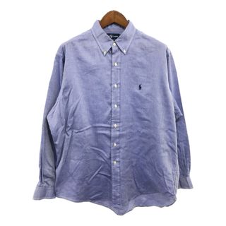 ポロラルフローレン(POLO RALPH LAUREN)の90年代 Polo by Ralph Lauren ポロ ラルフローレン YARMOUTH 長袖シャツ カジュアル ブルー (メンズ 17-35) 中古 古着 P9912(シャツ)