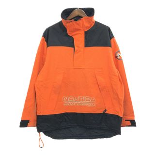 ノーティカ(NAUTICA)の90年代 NAUTICA ノーティカ COMPETITION リップストップナイロン プルオーバー ジャケット アウター オレンジ (メンズ XL) 中古 古着 P9928(その他)