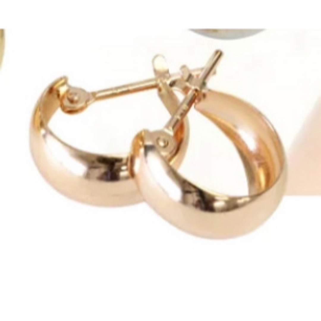 フープピアス K18 ピンクゴールド 18K 18金 月甲丸 小さめ 地金 PG フープピアス K18 ピンクゴールド 18K 18金 月甲丸 小さめ 地金 PG