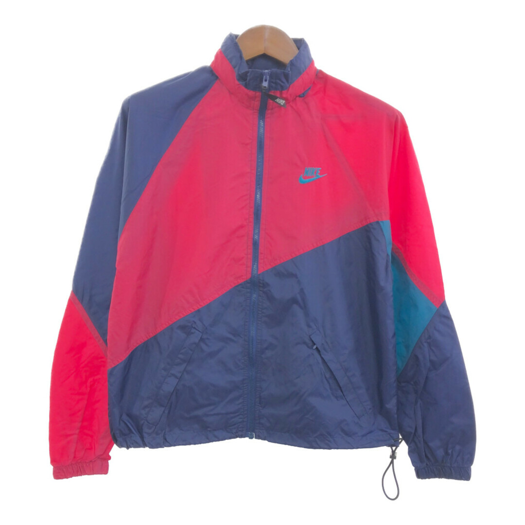 NIKE(ナイキ)の90年代 NIKE ナイキ ワンポイントロゴ ナイロン ジャケット スポーツ ラグランスリーブ マルチカラー (メンズ SMALL) 中古 古着 P9956 メンズのジャケット/アウター(その他)の商品写真