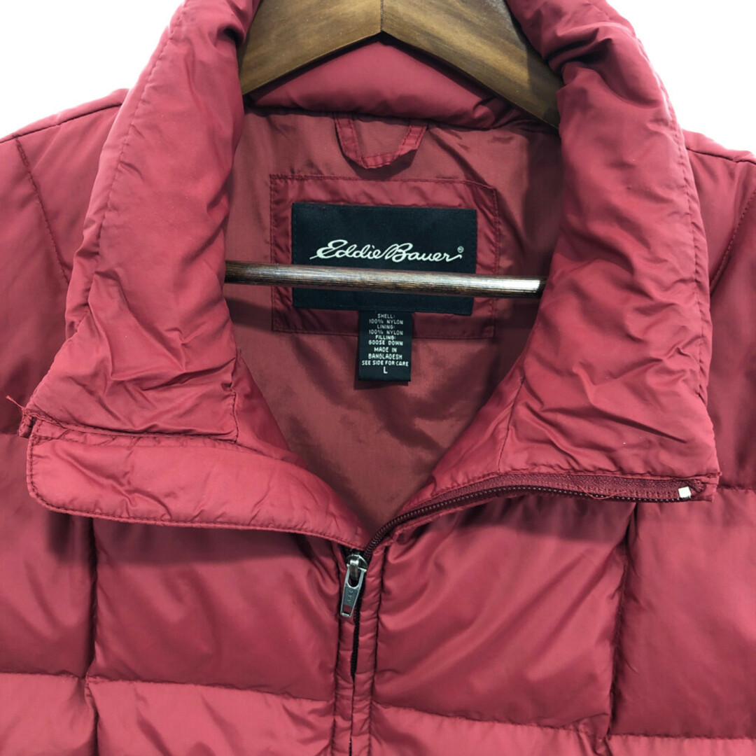 Eddie Bauer(エディーバウアー)の90年代 Eddie Bauer エディーバウアー ダウン ベスト アウトドア キャンプ レッド (メンズ L) 中古 古着 P9967 メンズのジャケット/アウター(ダウンベスト)の商品写真