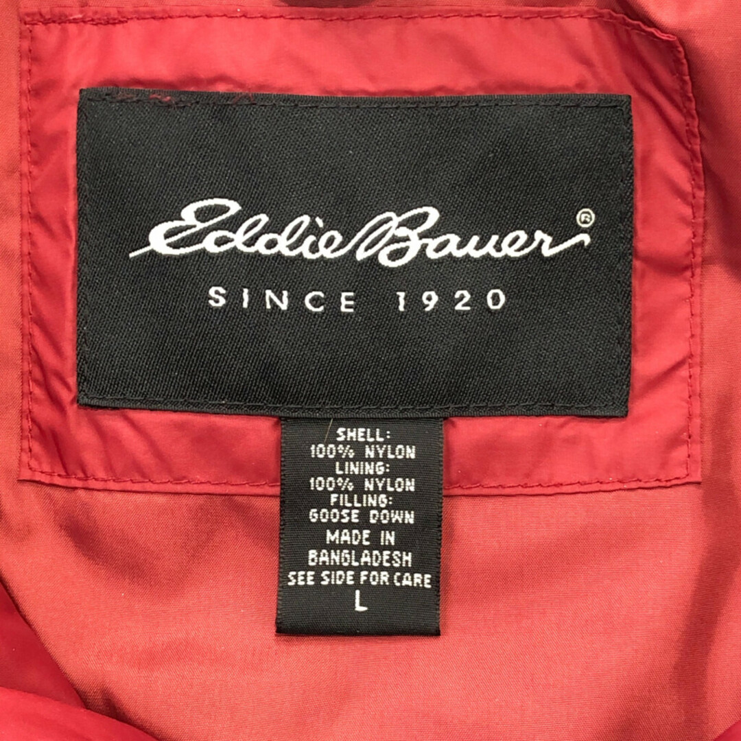 Eddie Bauer(エディーバウアー)の90年代 Eddie Bauer エディーバウアー ダウン ベスト アウトドア キャンプ レッド (メンズ L) 中古 古着 P9967 メンズのジャケット/アウター(ダウンベスト)の商品写真