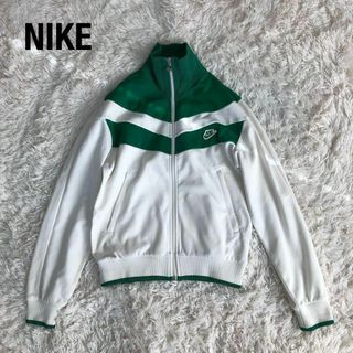 ナイキ(NIKE)のNIKEナイキトラックジャケット　グリーン緑×白　ジャージ古着S(ジャージ)