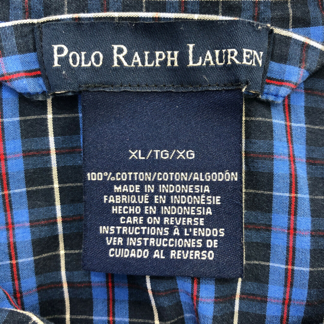 POLO RALPH LAUREN(ポロラルフローレン)のPolo by Ralph Lauren ポロ ラルフローレン チェック柄 パジャマ 長袖シャツ トップス カジュアル ブルー (メンズ XL) 中古 古着 Q0036 メンズのトップス(シャツ)の商品写真