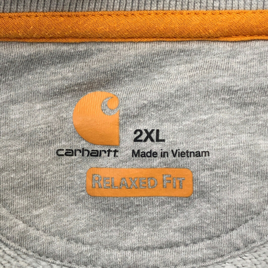 carhartt(カーハート)のCarhartt カーハート 企業ロゴ刺繍 ハーフジップ スウェット トップス カジュアル グレー (メンズ 2XL) 中古 古着 Q0043 メンズのトップス(スウェット)の商品写真