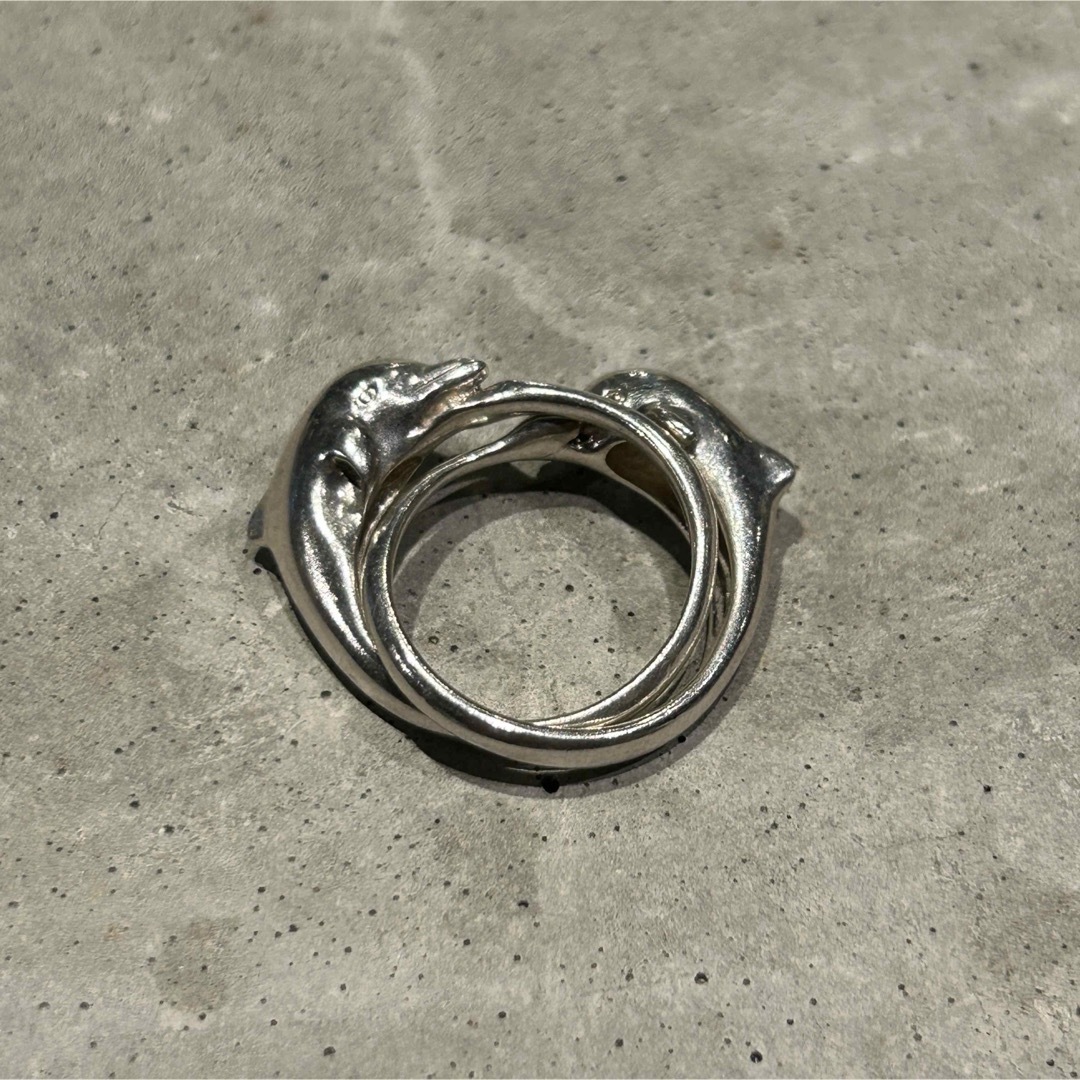 VINTAGE ヴィンテージシルバー925 2連ドルフィンデザインリング メンズのアクセサリー(リング(指輪))の商品写真