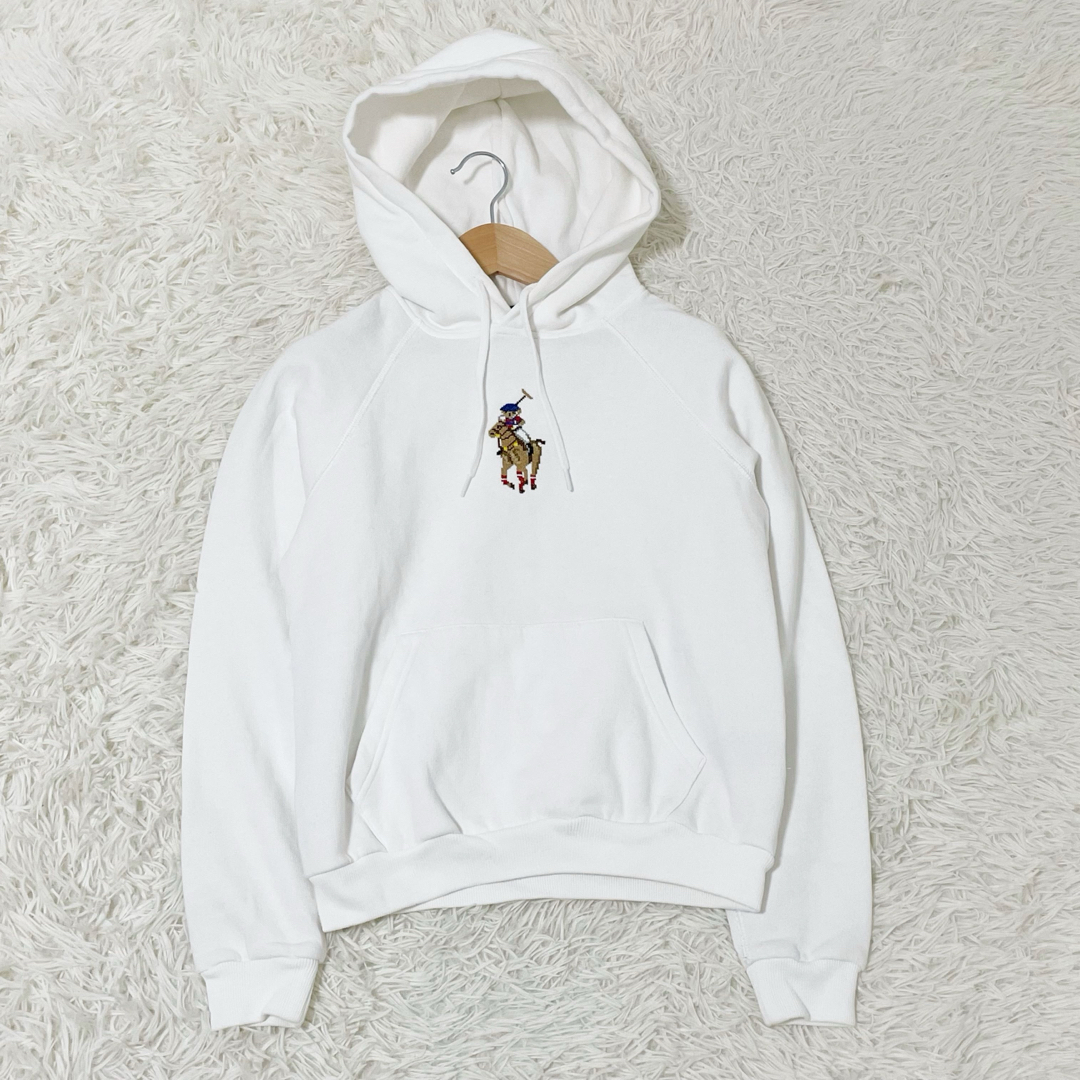 POLO RALPH LAUREN(ポロラルフローレン)のRalph Lauren   ポロベア　ドット絵　パーカー　ホワイト　フーテッド レディースのトップス(パーカー)の商品写真