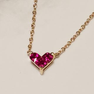 スタージュエリー(STAR JEWELRY)の美品❥スタージュエリーK18ミステリアスルビーハートネックレス★アガット★エテ(ネックレス)